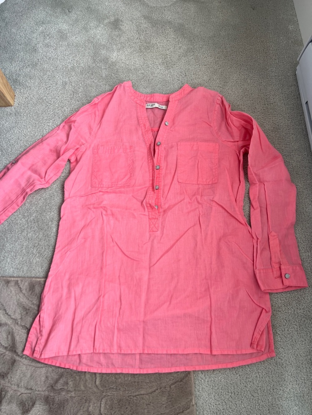 Old Navy Coral Pink Long Sleeve Button Top